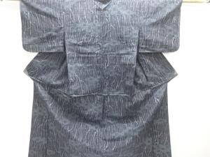 枝垂れに麻の葉模様織り出し手織り紬単衣着物